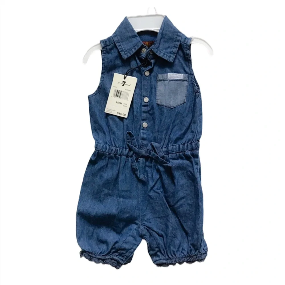NWT 7FAM infant denim romper